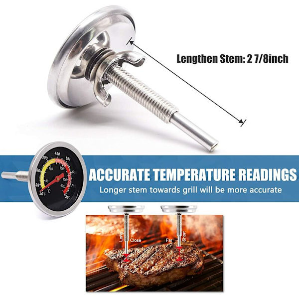 Grilltermometer Röktermometer Temperaturmätare Kolgrill Rökningstermometer Värmeindikator för matlagning av kött