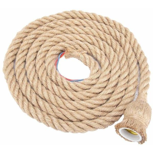 1,5 m Vintage-tyylinen Hampun Kaapeli E27-kannalla Valolle, Retro-riipusvalaisin Lamppuun Kattoon (1 Pää)