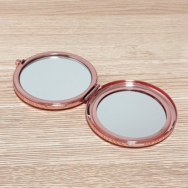 7 cm kompakt speil, lite håndholdt speil, bærbart dobbeltsidig forstørrende sminkespeil, lommebokveske, lommespeil, sammenleggbart, rosa