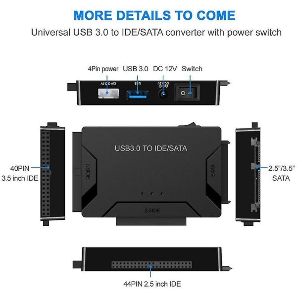 Sata til usb Ide-adapter Usb 3.0 2.0 Sata3-kabel for 2,5 3,5 tommer HDD Ssd-konverter Ide Sata-adapter