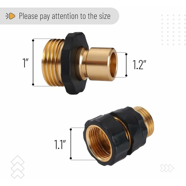 Hurtigkoblinger til haveslange, 3/4 tommer, 2 sæt (2 hun + 2 han) Hurtigkoblinger til vandslange, Slangekoblinger, Hurtigkoblinger til slange.