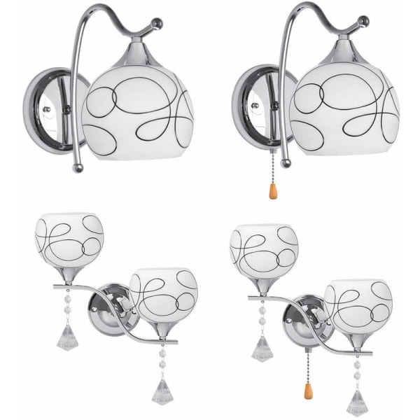 Modern LED-kristallvägglampa, halllampa, sovrumslampa, veranda, belysningsarmatur, ett huvud med strömbrytare