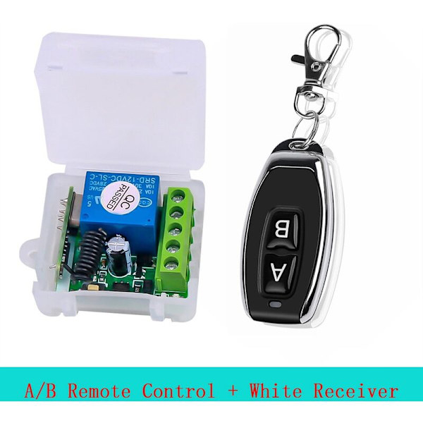 Enkeltkanals relæmodul DC 12V Universal trådløs switch RF relæmodtager + 2 CH fjernbetjening