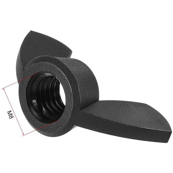 M8 Siipimutterit Nylon Käsin Kiristys Kiinnikkeet Musta 12kpl