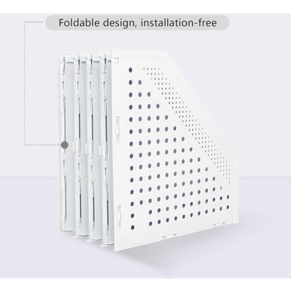 Foldbar Magasinholder 4 Rum Justerbar Opbevaringsboks Skrivebordsarrangør Bogstøtter Dokumentholder Stativ Folder Magasin Bogarkiveringsmodul Fil L