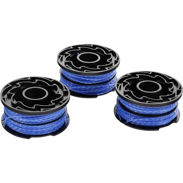 Sett med 3 erstatningsspoler for gresstrimmer, Reflex Plus automatisk avviklingsspole, 3 x 12 m nylontråd, ⌀1,5 mm tråd, A6441X3-XJ Blå