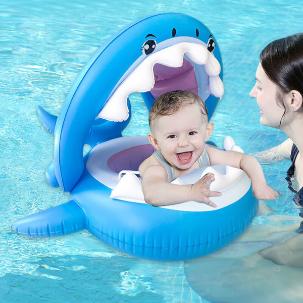 Baby Float Pvc Pool Toddler Floaties Med Baldakin Oppustelig Haj Spædbarn Svømmebassin Float Til 6-36 Måneder Børn