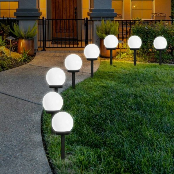 Outdoor Solar Garden Ground Lamps, Outdoor Waterproof Light 8 Pack IP44 Globe Stake Light for Outdoor Villa Lawn Garden, Landscape, Driveway, Yard,