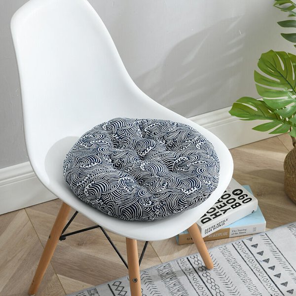 Runda sittdyna 40x40 cm, inomhus utomhus soffa stolsdyna, små vågor
