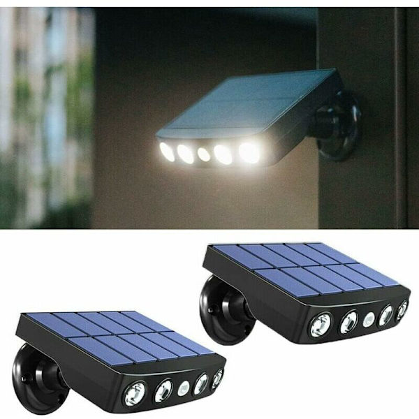 LaBlanc Solcelled Sikkerhetsvegglampe med PIR Bevegelsessensor, IP65 Vanntett, 360 Graders Rotterbare Spotlight, Utembelysning for Hage, Hage