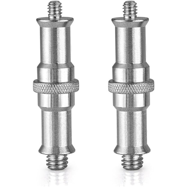 2 stk. Standard 1/4 til 3/8 tommer Metal Han Adapter Konverter Gevindskrue Stud til Studio Lampholder, Hot Shoe Adapter / Cold Shoe, Kuglehoved