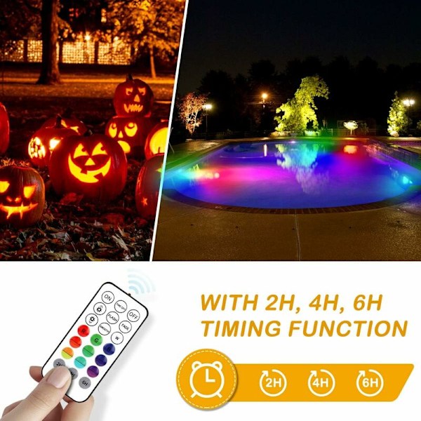 Neddykkelige LED-lys 4 stk., 13 LED'er Ekstra brede undervands LED-lys IP68 Vandtætte 50m/164ft Dybde, Lang Batterilevetid til Akvarium, Pool, Dam