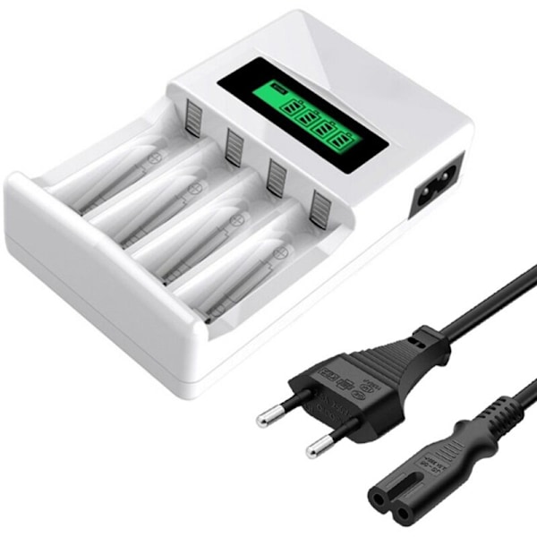 Smart LCD Battery Charger with 4 Slots for AA/AAA NiCd NiMh Rechargeable Batteries EU Plug