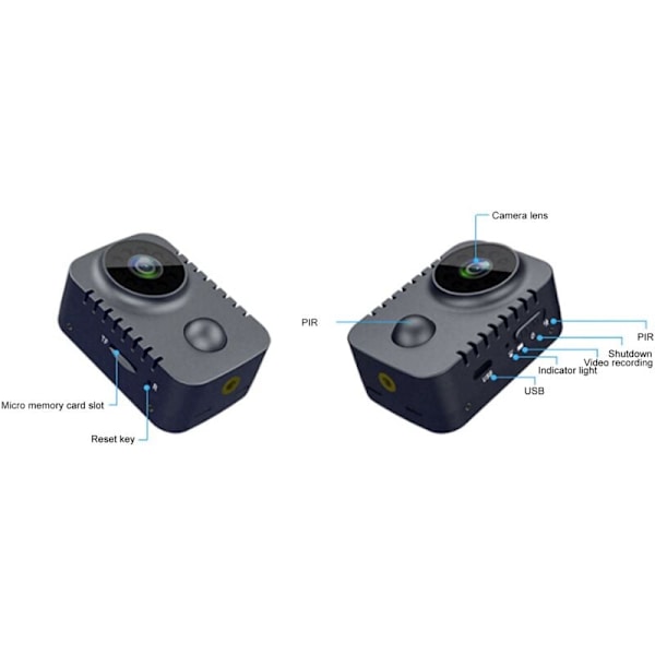 MD29 Mini 1080P HD-kamera, vidvinkel infraröd bärbar kamera, PIR infraröd kamera för förstapersonsperspektiv