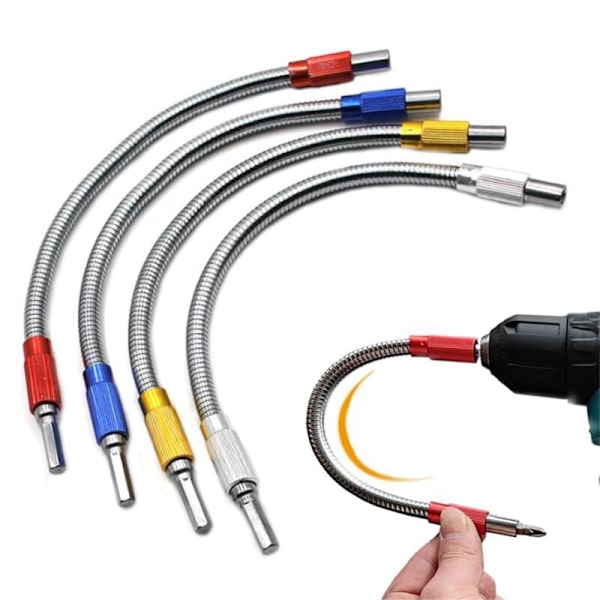 Universal fleksibel metall sekskant skaft forlengelsesbit holder, fleksibel borforlengelse, (4 stk, 4 farger)