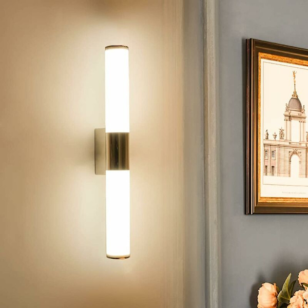 Moderne LED Badeværelsesvæglampe, 9,84 tommer 12W Varmt Hvid Badeværelsesspejlslys, IP65 Klasse Vandafvisende Spejlfrontslys til Badeværelse, Toilet, Spejlskab