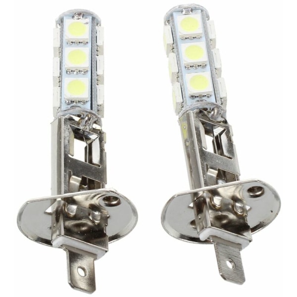 2 stk AUTO LAMPER H1 HVID 13 LED SMD 5050 CHIPS