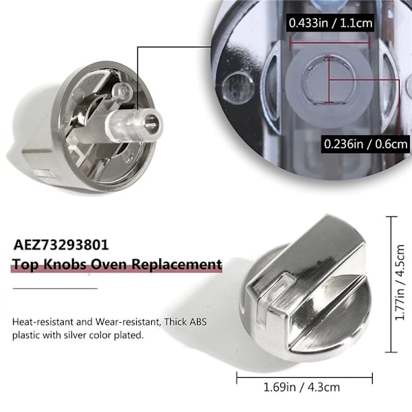 Uppgraderad AEZ73293801 Gashäll Reglageknapp Set Kompatibel med LG Brännare Tillbehör (5 Stycken)