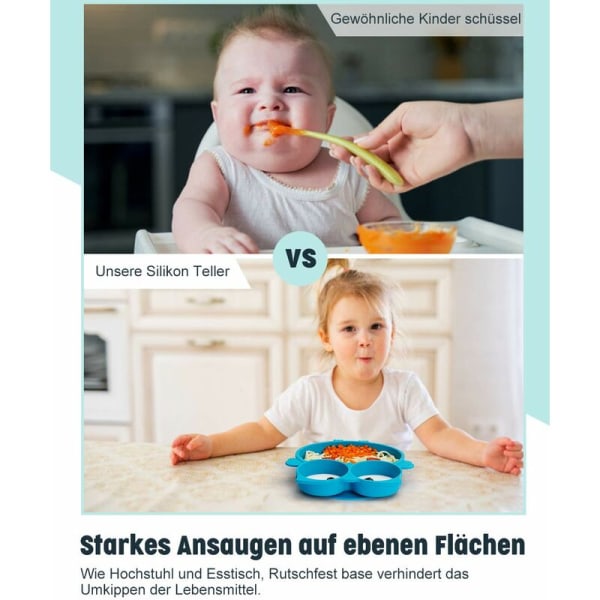 Baby tallerkener Barne tallerkener med sugekopp Sklisikker silikon plassmatte for baby Sklisikker plassmatte BPA-fri