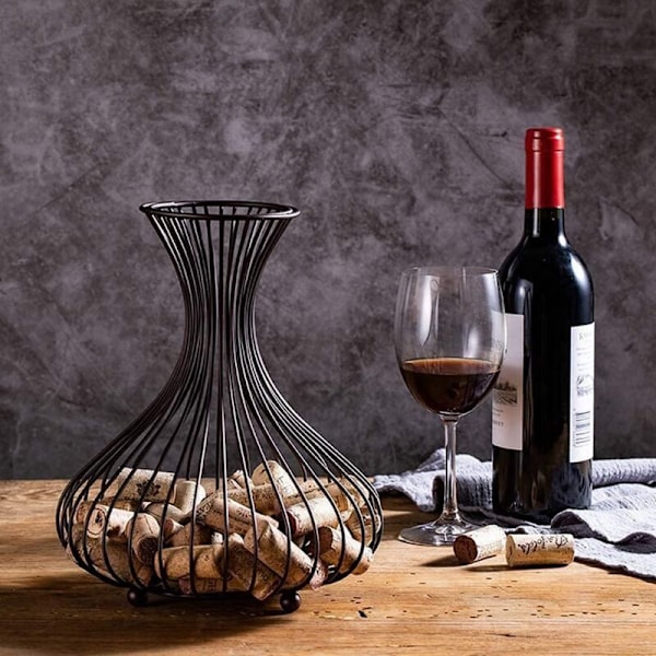 Vinkorkholder Display Vinprop Stop Caddy Vino Korkopsamler Champagne Kork Opbevaringsstativ Fritstående Korkopsamler Beholder Bur, Metal Bronze