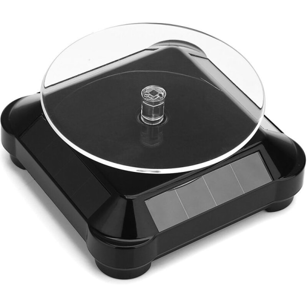 Solar Display Platespiller, dobbelt batteri Rotary Display Brukes til smykker Spinner Watch Hobby Collection Hylle, svart