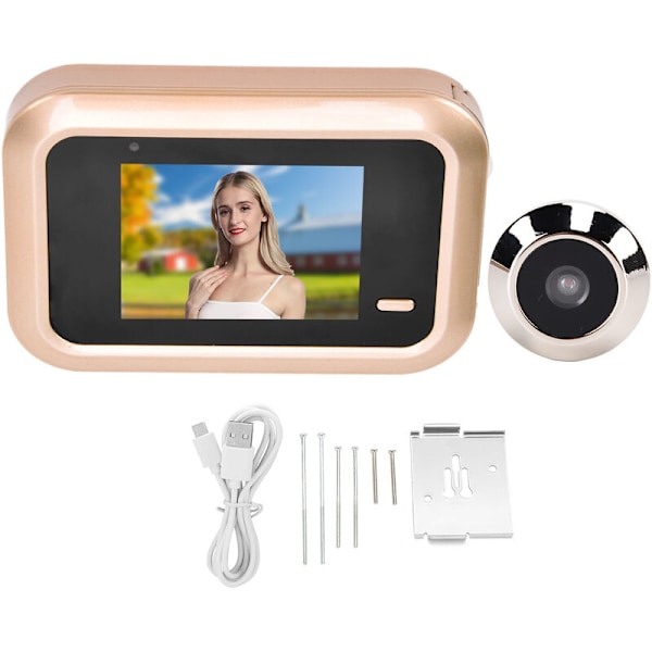 0,3MP Smart Dörrkikare med Stöldskyddande Inspelning Dörrklocka 2,4 tum TFT LCD-Skärm 140° Vidvinkel för Hemsäkerhet