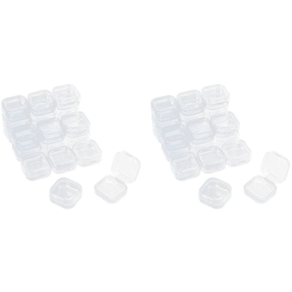 72 Stykker Rektangulære Klare Plastbeholdere Transparente Perler Oppbevaringsboks Oppbevaring