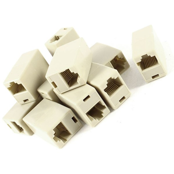 Beige RJ45 Inline Naaras-Naaras Modulaarinen Ethernet-Liitin Inline Modulaarinen Verkkoliitin Inline-Liitin Jatke 11 kpl