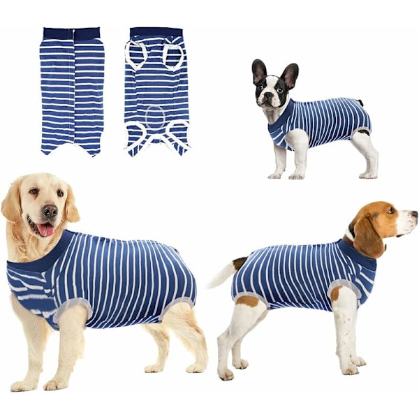 Anti-slik vest til kæledyr til hunde og katte efter operation (L, blå)
