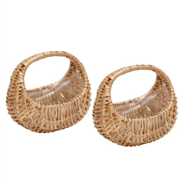 2Pcs Series Handmade Flower Arrangement Basket Hand-Woven Creative Flower Pot Storage Basket Flower Girl Basket Home Decor