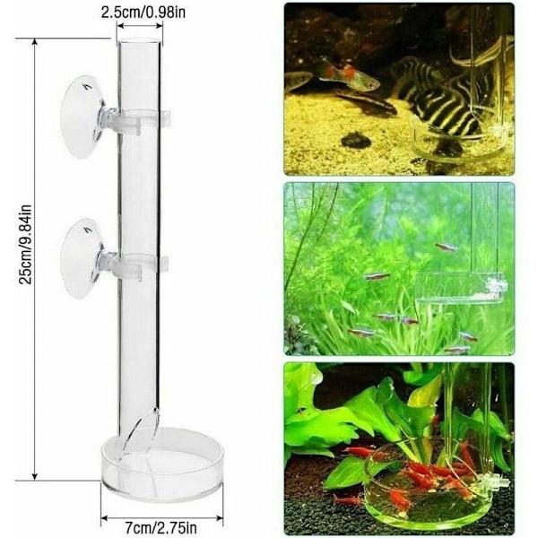 Räkmatningsrör i akryl för räk-akvarium, monterat matningsrör (25 cm) - Fei Yu