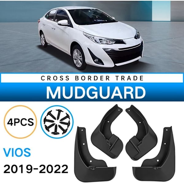 - Bilskærme til Vios 2019-2022 Mud Guard Flap Stænklapper Mudguards Tilbehør