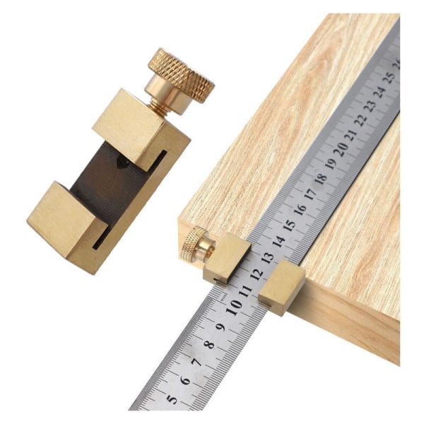 Rustfrit positionerings lineal i rustfrit stål, linealværktøj messing lineal blok, lineal stop, markerings lineal 30cm, markeringsværktøj, til træbearbejdning DIY tømrer C