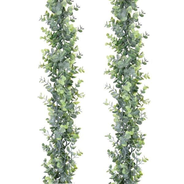 2-pak kunstig vin hængende eukalyptusgrønt krans til bryllupsbaggrund Buevægdekoration, 1,8M UV-beskyttelse indendørs udendørs