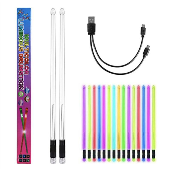 LED Trommestikker 15 Gradient Farver USB Genopladelig + Switch Elektroniske Trommestikker til Scenepræstationer