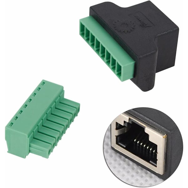 Rj45-hona till 8-stifts skruvterminalblock-kontakt Cat7 Cat6 Cat5 Cat5e Ethernet-förlängningskabel CCTV-adapter Digital Dvr-nätverksadapter Inline Co