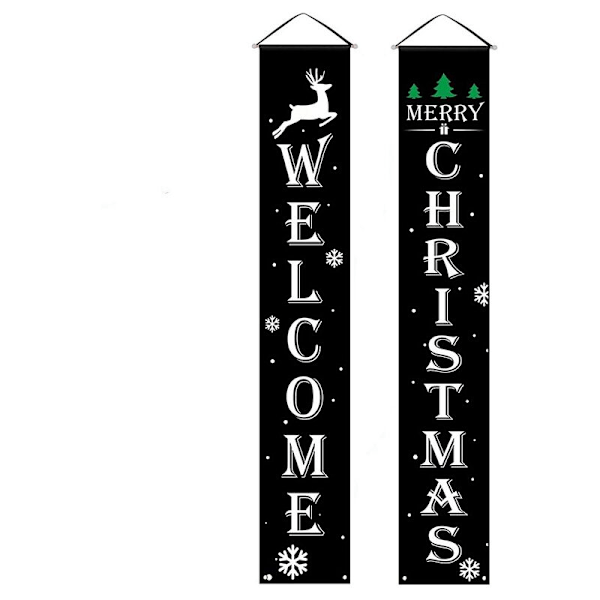 Julebanner, svart veranda julebanner hengende juledekorasjon utendørs ornament