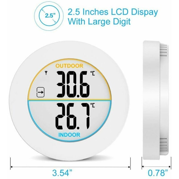 Sisä- ja ulkolämpömittari, digitaalinen langaton lämpömittari anturitunnistimilla, HD LCD -näytön lämpötilanilmaisin, min/max-muisti