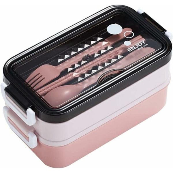 Double Layer Bento Box，Pink-