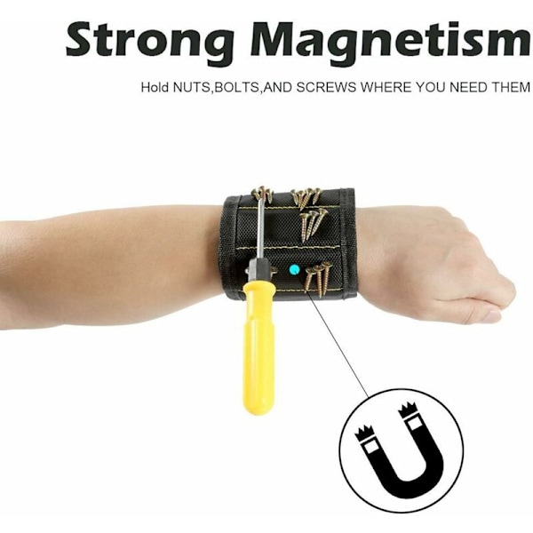 Magnetiskt armband med 10 starka magneter för att hålla skruvar, spikar, skruvar, saxar, borrbitar, bästa verktygsgåvan för händig man, män, kvinnor B