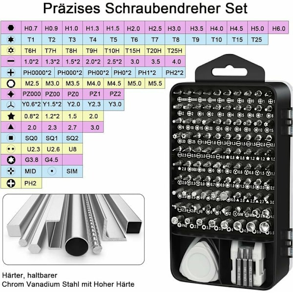 Precisionsmekanik skruvmejselset, 122 i 1 miniprecisionsmekanik magnetisk skruvmejselset, verktygssats, Torx precisionsskruvmejselset för iPhone