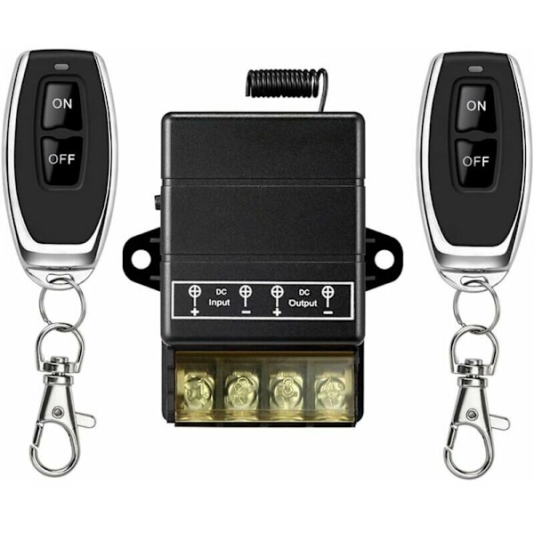 Fjernkontrollbryter, DC 12V/24V/48V/72V/30A Relé for innbrudsalarmer, sikkerhetssystemer Rulleport (Fjernkontrollbryter Svart)