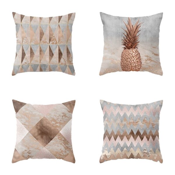 4 stk. Marmorering Dekorativ Putetrekk for Sofa Kvadratisk Pute Soverom Bilinnredning 45X45 Cm
