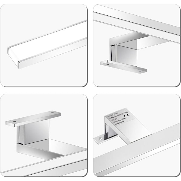 Badeværelsesspejllampe 6W 30cm 400lm, LED-skablys Kold Hvid 6000K, IP44 Vandafvisende Badeværelsesspejllampe (300mm) - RWBadeværelsesvæglampe