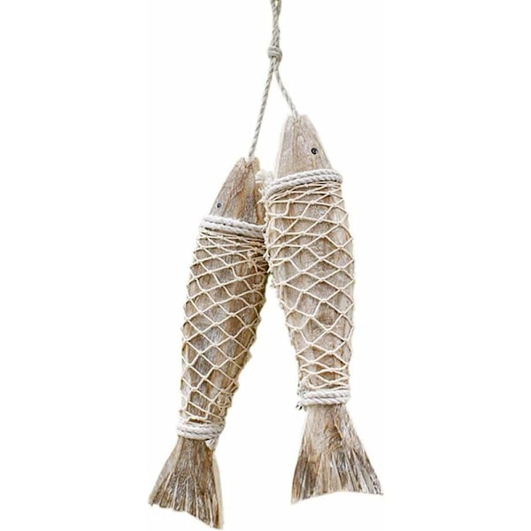 2 stk. Trefisk Dekorasjoner Trefisk Veggdekorasjoner for Hjemmedekor Nautisk Dekorasjon Strandtema Veggpynt (L)-Fei Yu