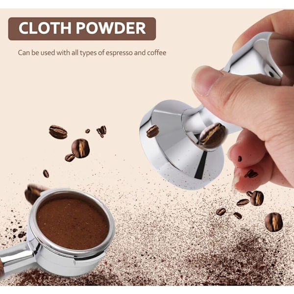 Rostfritt stål kaffepress Barista Espresso Tamper 49 mm bas kaffebönpress