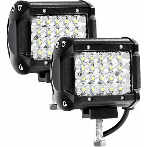 LED arbeidslys 12V 144W 4'' - IP67 Vanntett LED-spotlight for bil lastebil traktor SUV båt - Spot Flood LED tåkelys 10,500lm (2 stk)