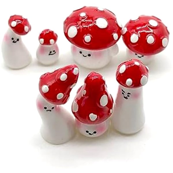 7 stk Mini Sopp for Håndverk Små Fe Hage Sopp Tiny Resin Sopp Dekor Sopp Miniatyrer Statue