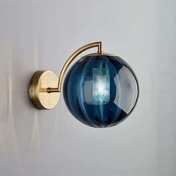 Væglampe LED Farverig Glas Globe Væglampe Gylden Komplet Metalbeslag Enkel Indendørs Sconce Belysning Dekoration til Soveværelse Stue Gang Hvile