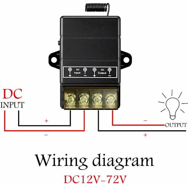 Fjernkontrollbryter, DC 12V/24V/48V/72V/30A Relé for innbrudsalarmer, sikkerhetssystemer Rulleport (Fjernkontrollbryter Svart)